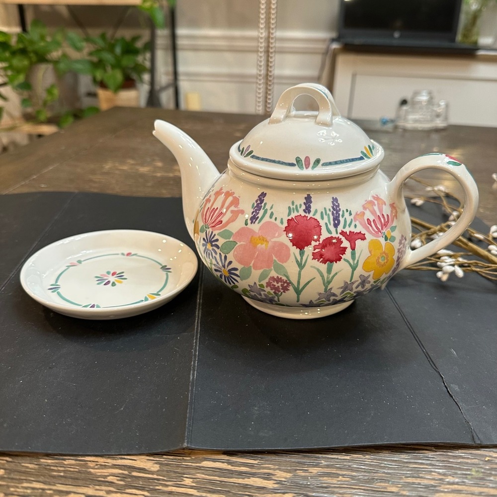 Portmeirion Hidcote Julie Depledge National Trust Rare Teapot w/‎ Underplate VTG